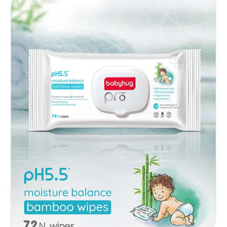 Babyhug Pro 98% Water pH 5.5 Moisture Balance Bamboo Wipes - 72 Pieces