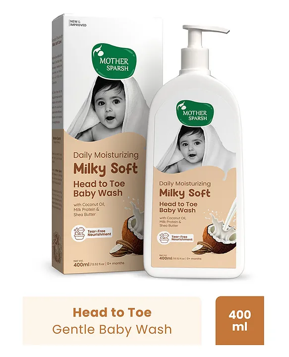 Mother Sparsh Baby Daily Moisturizing Milky Soft Head to Toe Baby Wash - 400 ml