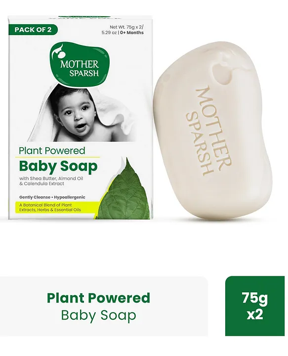 Mother Sparsh Baby Plant Powered Natural Baby Soaps Pack Of 2 - 75 gm Each