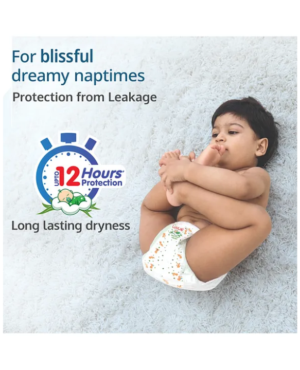 Luv Lap LuvLap Pant Style Baby Diapers, Small (S), 78 Count, Aloe Vera Lotion, 12hr Protection, White