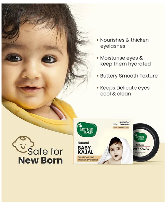 Mother Sparsh Baby Mother Sparsh 100% Natural Baby Kajal with Zero Lead Content - 5 g