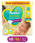 Pampers Active Baby Taped Style Diaper Pants (New Born XS) - 96 Pieces